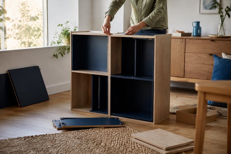 Modular storage can adapt when a room changes jobs.